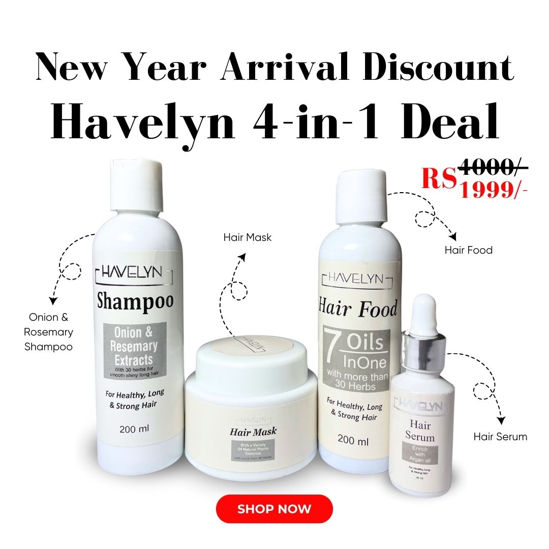 4 in 1 Havelyn deal - Includes Hair Food Oil, Onion & Rosemary Extracts Hair Shampoo, Hair SerumĀ andĀ HairĀ Mask.