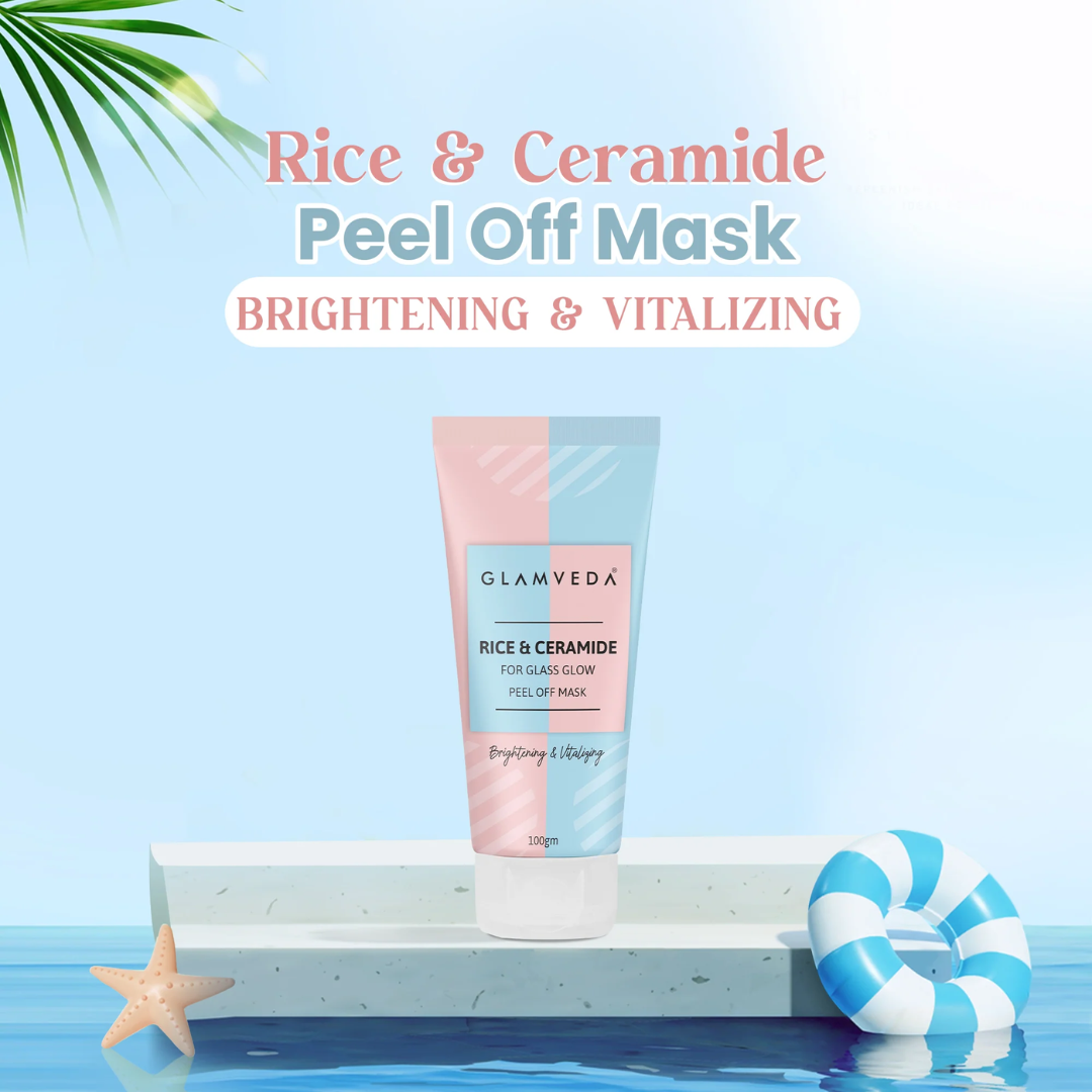 Glamveda Rice & Ceramide Glass Skin Peel-Off Mask – Brightening & Barrier Repair Mask