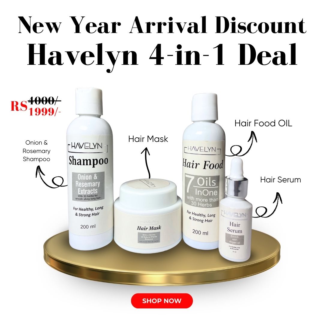4 in 1 Havelyn deal - Includes Hair Food Oil, Onion & Rosemary Extracts Hair Shampoo, Hair SerumĀ andĀ HairĀ Mask.