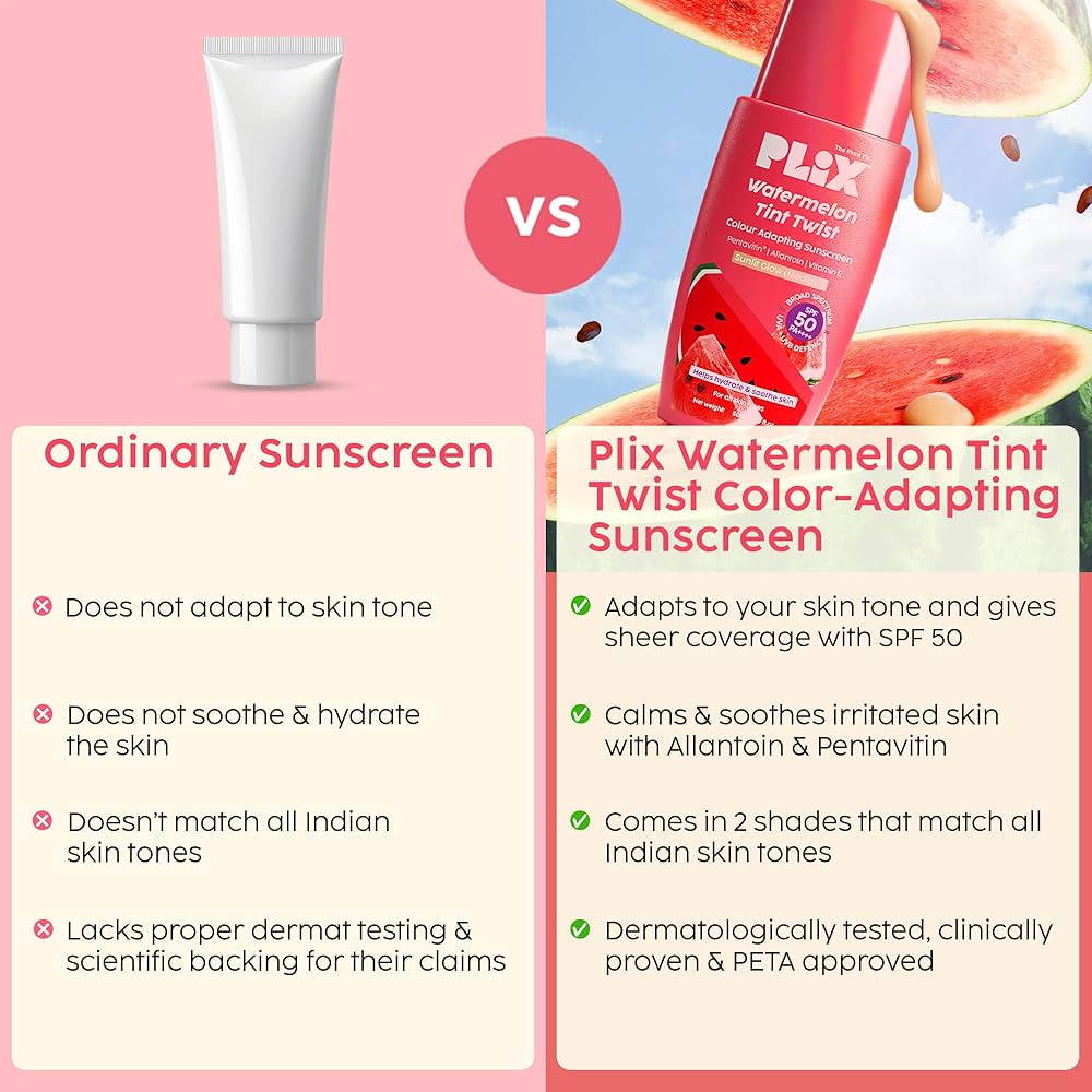 Plix Watermelon Color Changing Sunscreen - Even & Glowing Skin