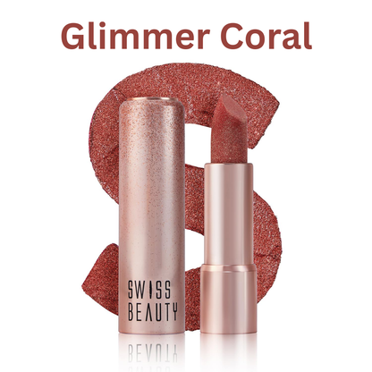 Swiss Beauty Glitter Lipstick Pack of 3 | Nourishing Vitamin C Formula, Long-Lasting Shimmer & Glittery Finish