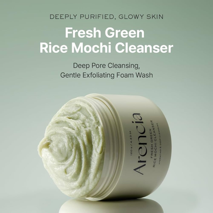Arencia Fresh Green Rice Mochi Cleanser – Korean Viral Pore Minimizing & Hydrating Daily Face Wash