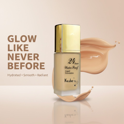Kashe's 24 Hours Waterproof Liquid Foundation | Dewy Radiant Glow, Smooth Full Coverage, Lightweight Creamy Texture | 24H Waterproof Protection