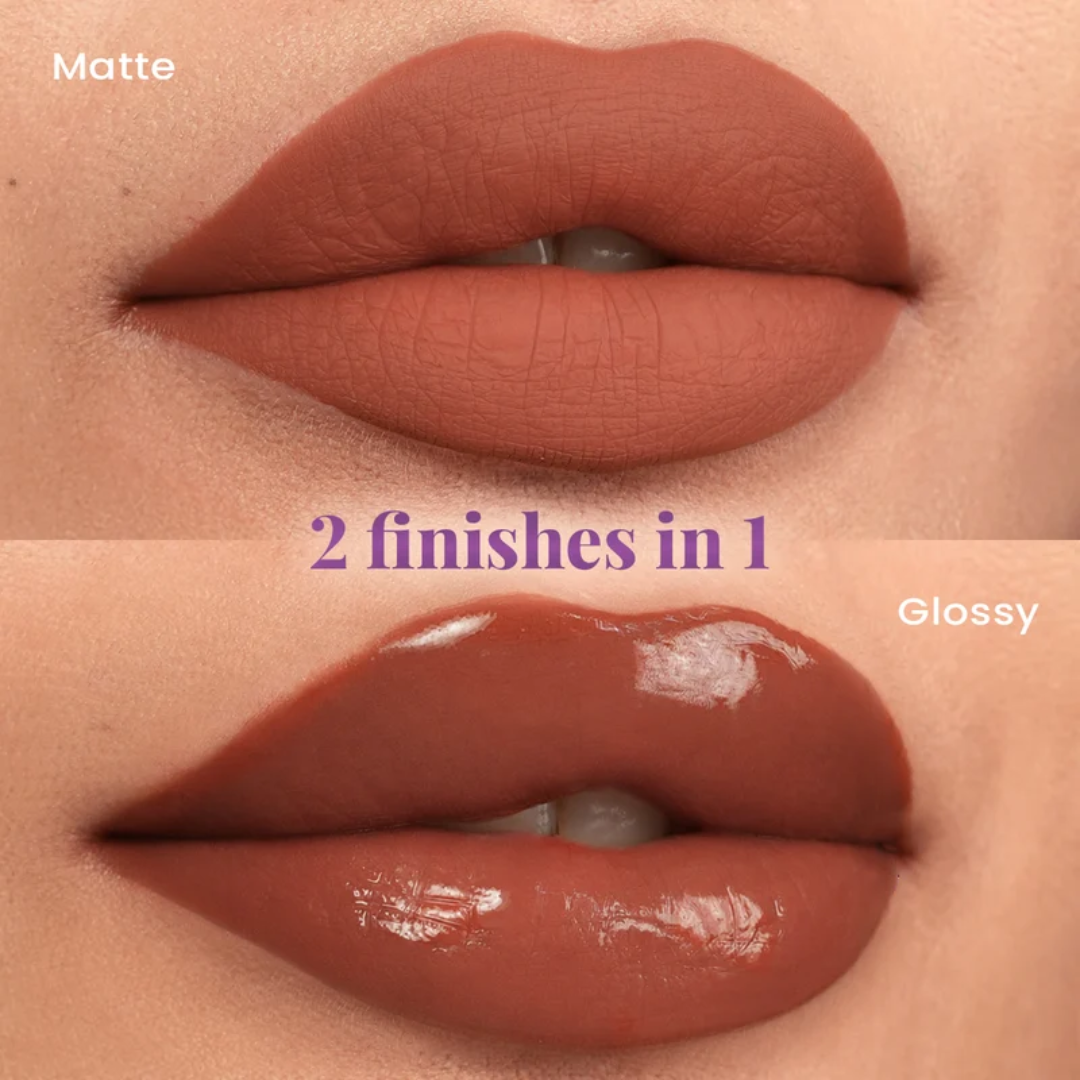 STAZE 9to9 Gloss Lock 2-in-1 Liquid Lipstick – Matte Color & Clear Gloss Duo – Long-Lasting & Transfer-Proof
