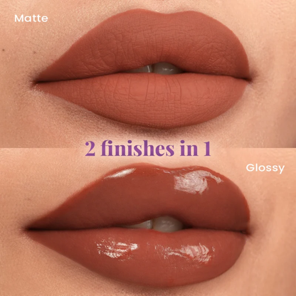 STAZE 9to9 Gloss Lock 2-in-1 Liquid Lipstick – Matte Color & Clear Gloss Duo – Long-Lasting & Transfer-Proof