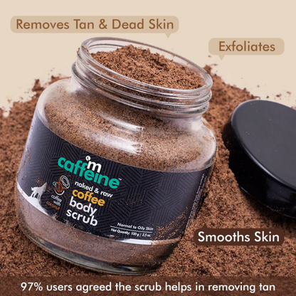 Mcaffeine Naked & Raw Coffee Body Scrub - Tan Removal & Exfoliating Scrub for Smooth Skin