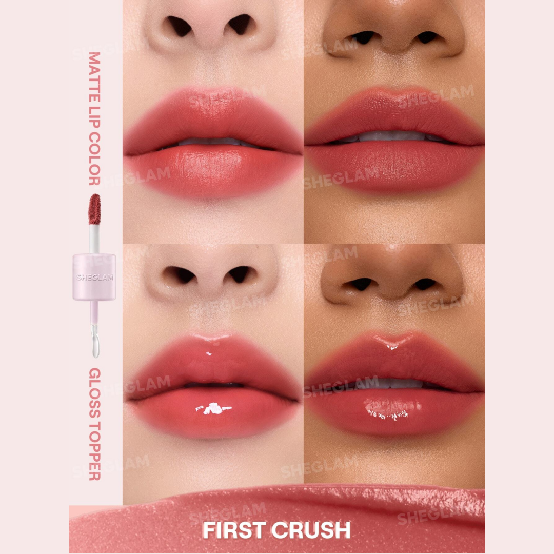 SHEGLAM Mood Switch Matte & Gloss Lip Duo – 3 Ways to Wear – Velvet Matte & Glass Glow Finish – 2-in-1 Customizable Lip Sets
