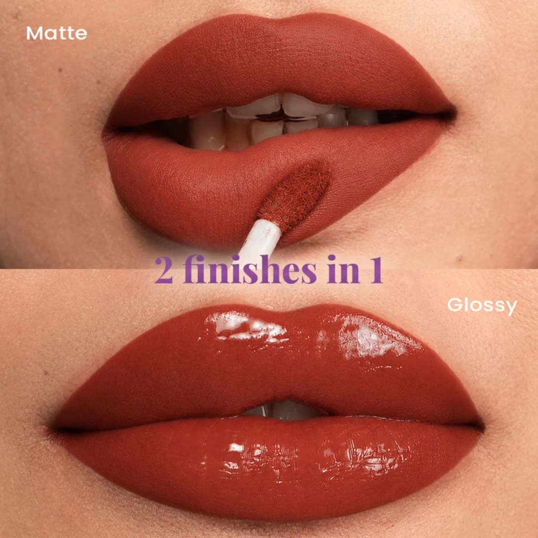 STAZE 9to9 Gloss Lock 2-in-1 Liquid Lipstick – Matte Color & Clear Gloss Duo – Long-Lasting & Transfer-Proof