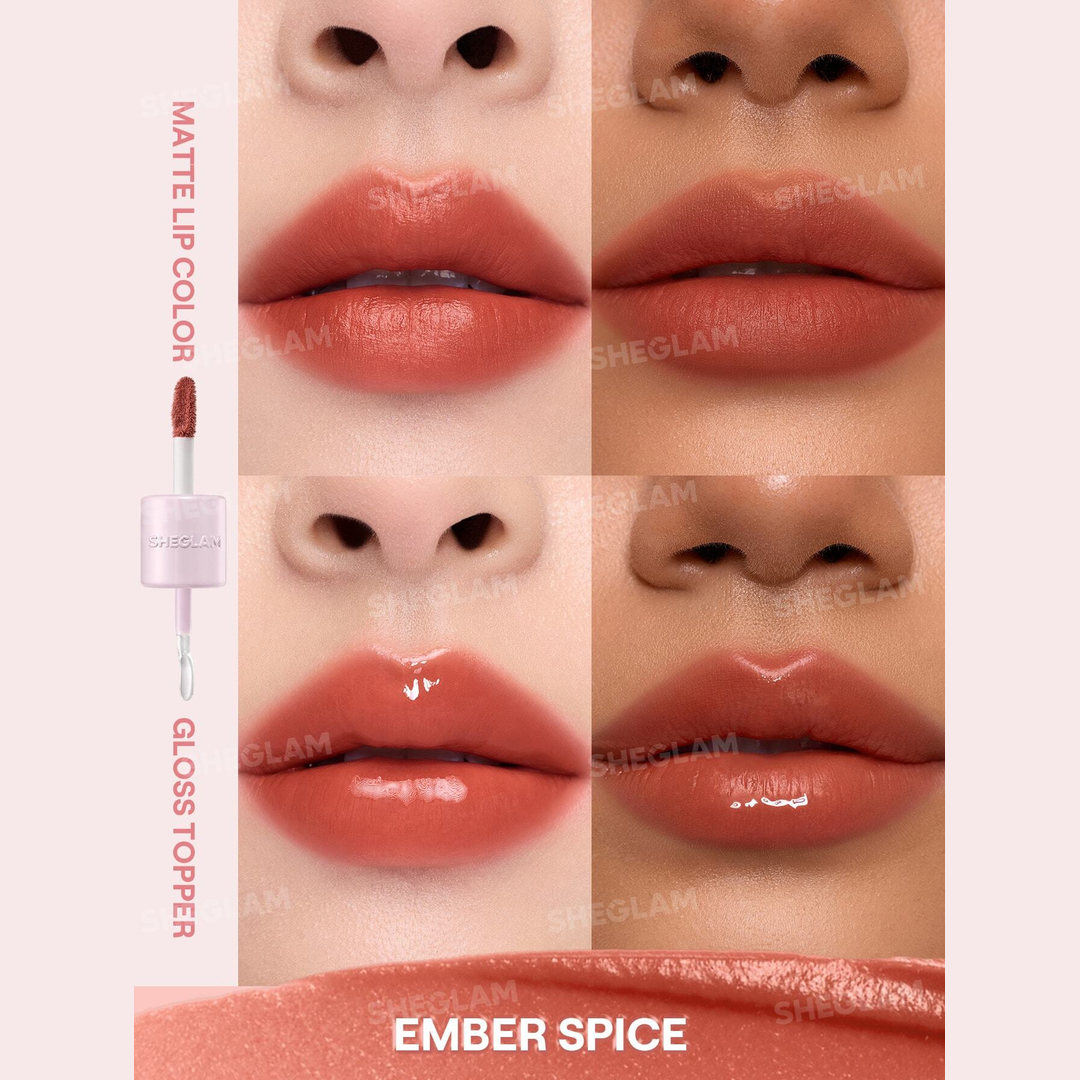 SHEGLAM Mood Switch Matte & Gloss Lip Duo – 3 Ways to Wear – Velvet Matte & Glass Glow Finish – 2-in-1 Customizable Lip Sets
