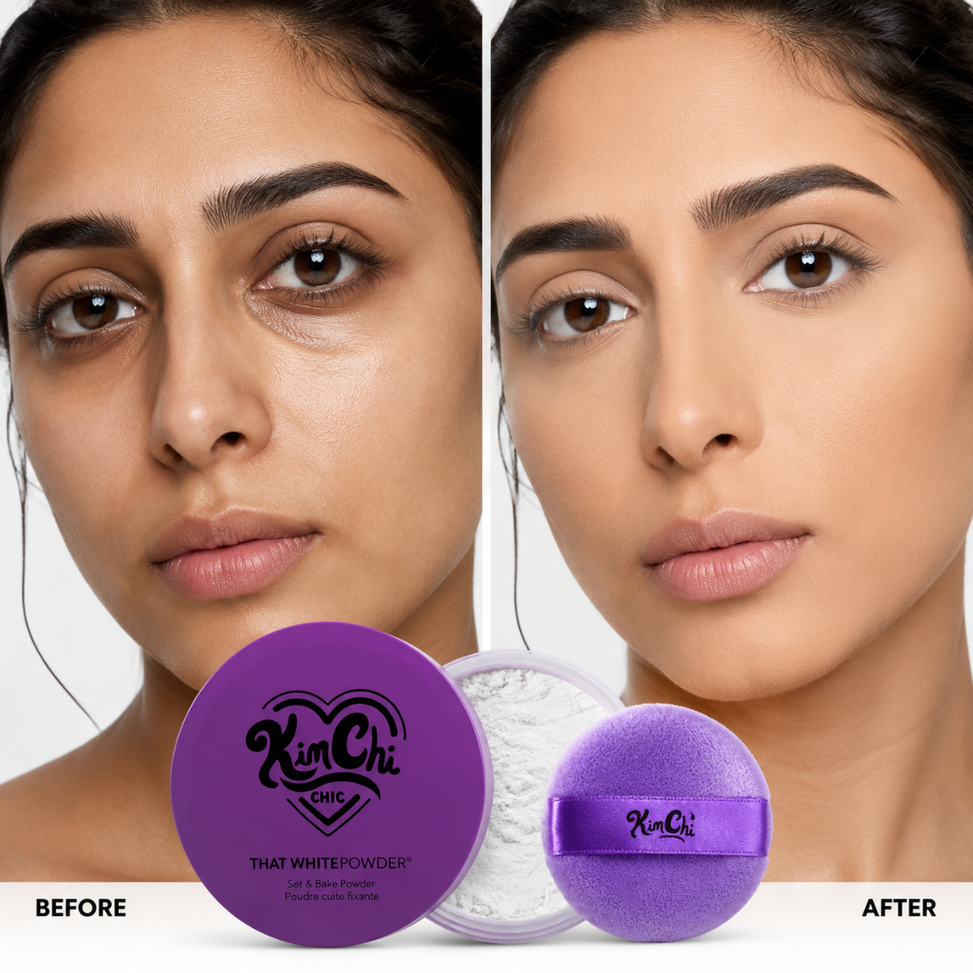 KimChi Chic Set & Bake Powder – Airbrushed Skin Effect – Set, Bake & Blur – Oil Control, Pore Blur, Matte Finish – 12H Oil Control– FREE Triangle Velvet Powder Puff