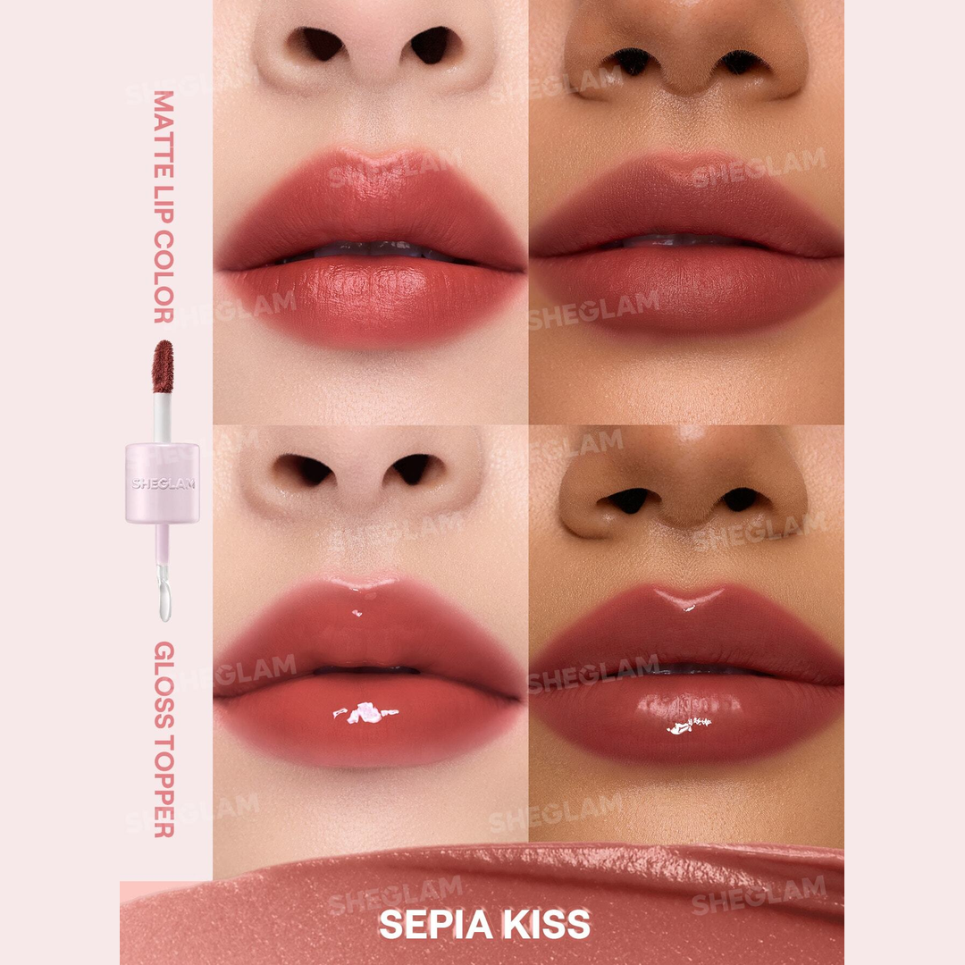 SHEGLAM Mood Switch Matte & Gloss Lip Duo – 3 Ways to Wear – Velvet Matte & Glass Glow Finish – 2-in-1 Customizable Lip Sets