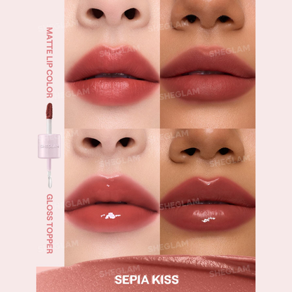 SHEGLAM Mood Switch Matte & Gloss Lip Duo – 3 Ways to Wear – Velvet Matte & Glass Glow Finish – 2-in-1 Customizable Lip Sets