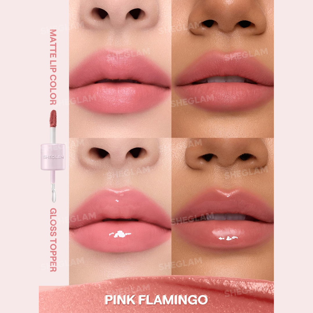 SHEGLAM Mood Switch Matte & Gloss Lip Duo – 3 Ways to Wear – Velvet Matte & Glass Glow Finish – 2-in-1 Customizable Lip Sets