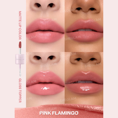 SHEGLAM Mood Switch Matte & Gloss Lip Duo – 3 Ways to Wear – Velvet Matte & Glass Glow Finish – 2-in-1 Customizable Lip Sets
