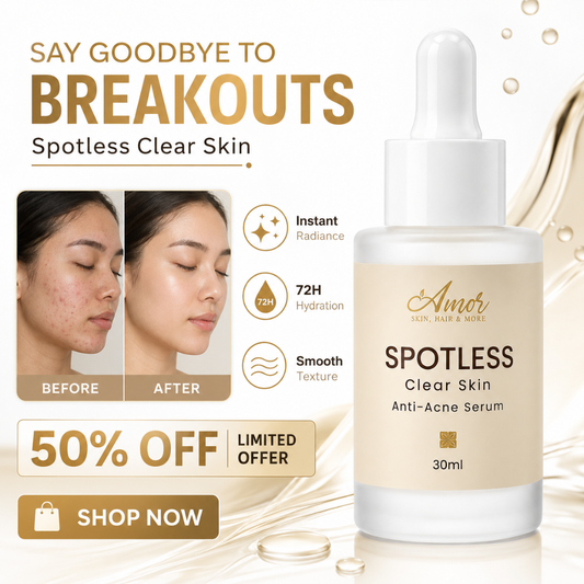 Amor SPOTLESS Clear Skin Anti-Acne Serum – Instant Radiance, Fades Acne Marks, Refines Pores, Reduces Breakouts