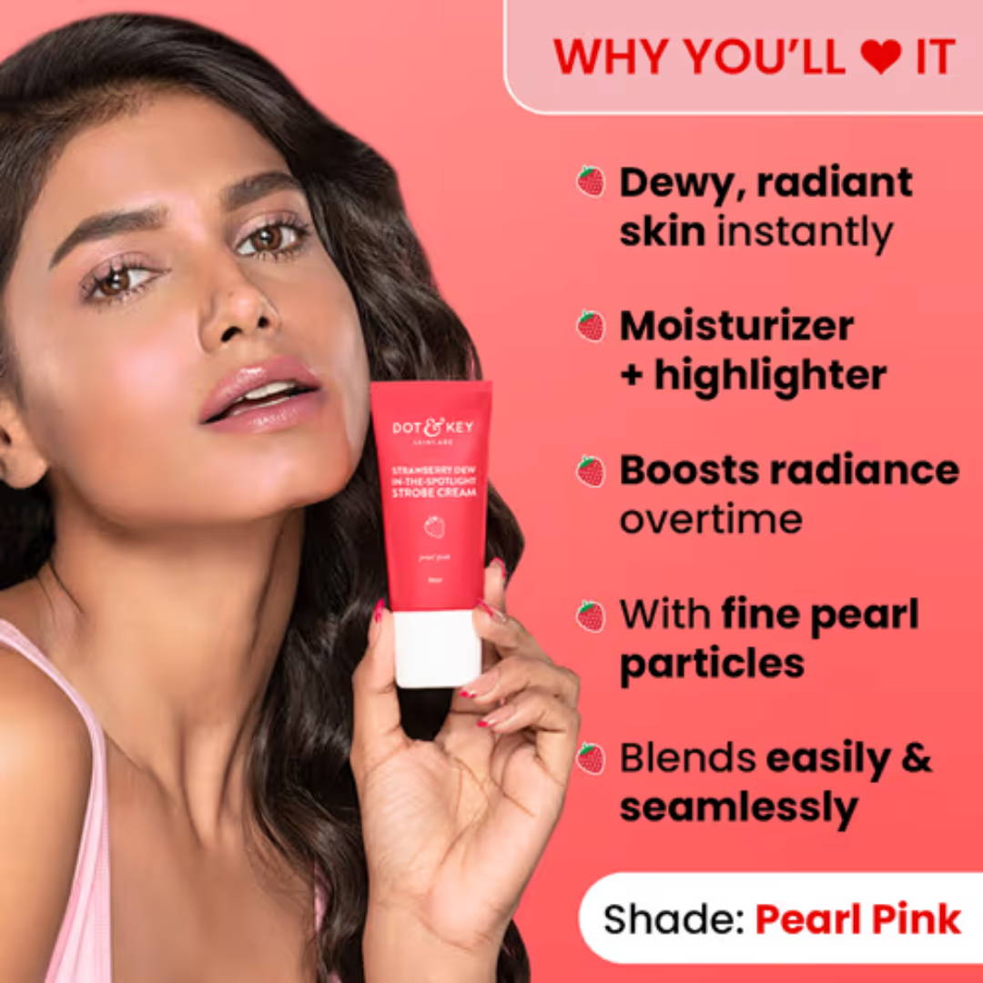 Dot & Key Strawberry The Spotlight Strobe Cream | Niacinamide Moisturizer + Highlighter for Instant Dewy, Glazed Skin
