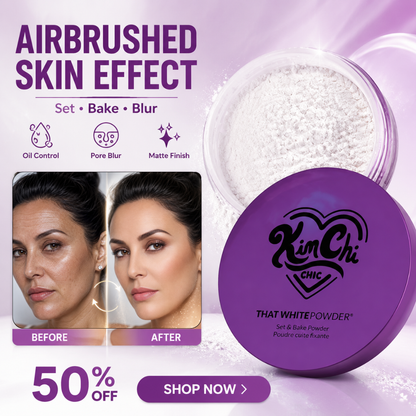 KimChi Chic Set & Bake Powder – Airbrushed Skin Effect – Set, Bake & Blur – Oil Control, Pore Blur, Matte Finish – 12H Oil Control– FREE Triangle Velvet Powder Puff