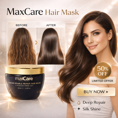 MaxCare Hair Mask – Argan Oil + Caviar Essence + Keratin | Deep Hydration, Frizz Control, Repair Damaged Hair, Restores Shine & Softness – For Dry & Damaged Hair
