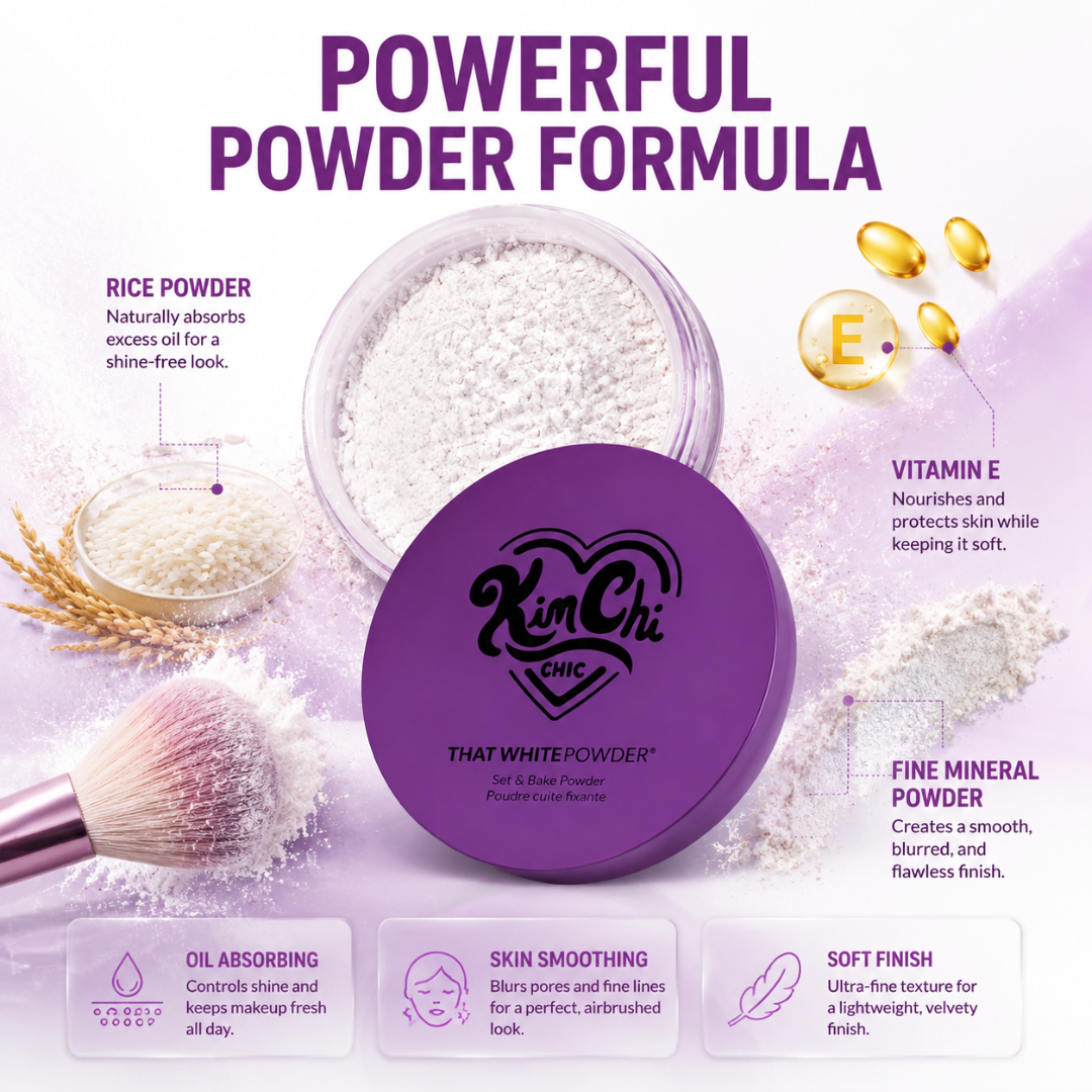 KimChi Chic Set & Bake Powder – Airbrushed Skin Effect – Set, Bake & Blur – Oil Control, Pore Blur, Matte Finish – 12H Oil Control– FREE Triangle Velvet Powder Puff
