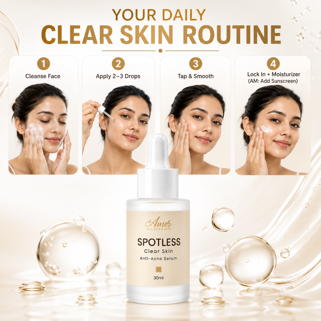 Amor SPOTLESS Clear Skin Anti-Acne Serum – Instant Radiance, Fades Acne Marks, Refines Pores, Reduces Breakouts