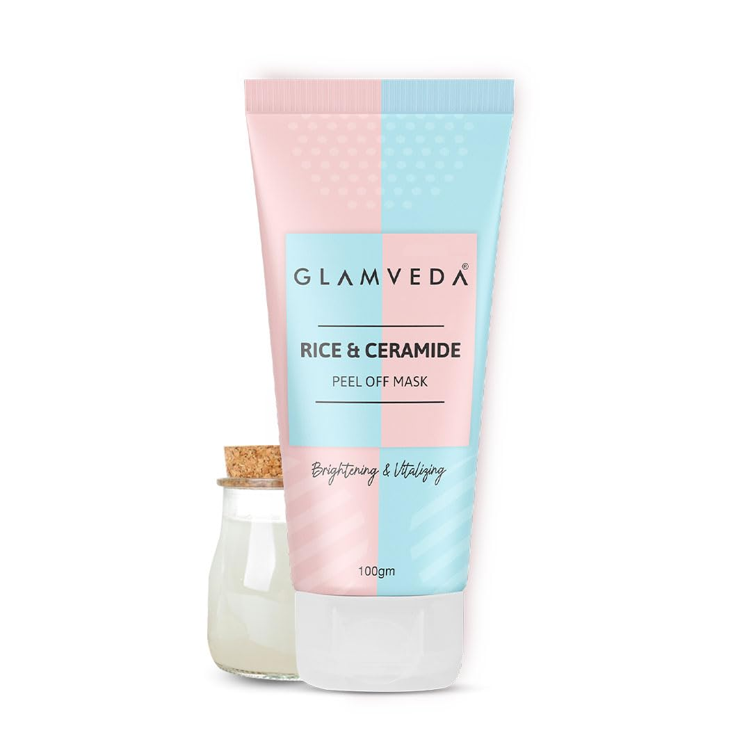 Glamveda Rice & Ceramide Glass Skin Peel-Off Mask – Brightening & Barrier Repair Mask
