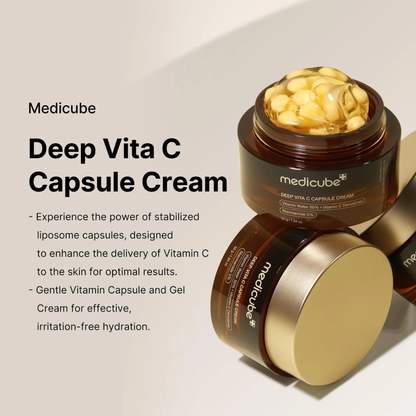 Medicube Deep Vita C Capsule Cream | Customizable Brightening & Hydration Cream for Dark Spots & Dullness