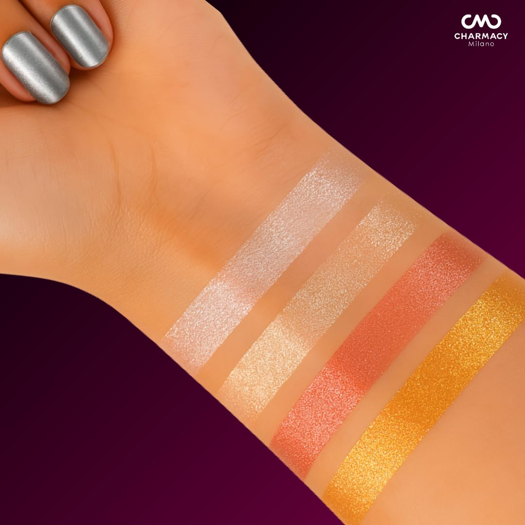 CHARMACY Milano Insane Quad Palette | 4-in-1 Multichrome Eyeshadow | Intense Shift, Soft Blend, Wedding & Festive Approved