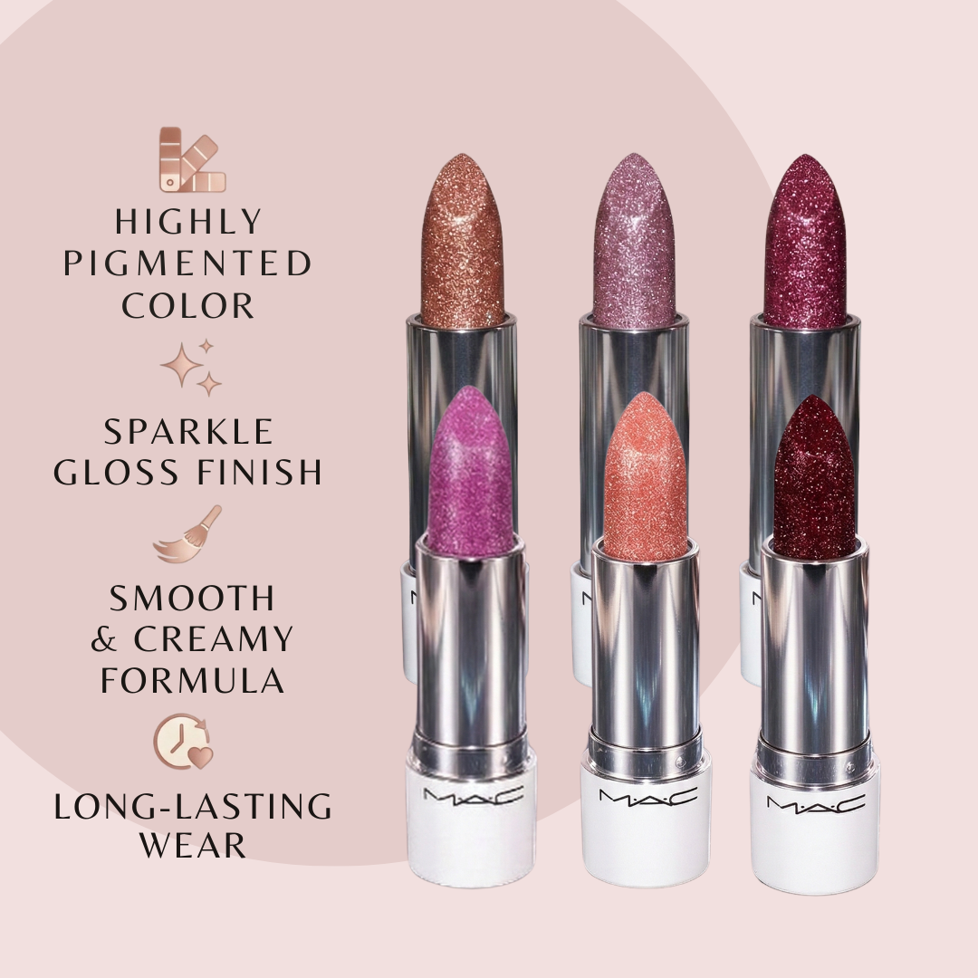 MAC Sparkle Lipstick | High-Pigment Sparkle Gloss Finish | Long-Lasting, Smooth & Hydrating