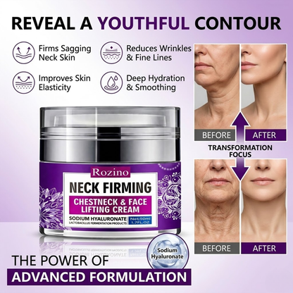 Rozino Neck Firming Lifting Cream | Collagen + Hyaluronic Acid + Vitamin C | Tightens Sagging Neck Skin, Reduces Wrinkles & Restores Elasticity