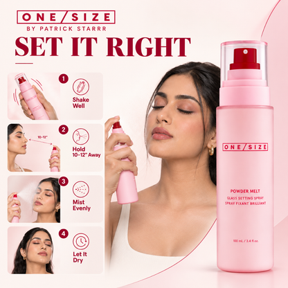 ONE/SIZE by Patrick Starrr Powder Melt Glass Setting Spray – 16H Waterproof Makeup Lock – Melts Powder to Glowy Dewy Finish