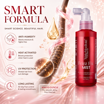 MakeMeBold Frizz Fix MIST - Ultra-Light, Glossy Hair That Lasts – With Keratin, Multi-Oil Blend & UV Shield – Humidity Shield, Glass Shine