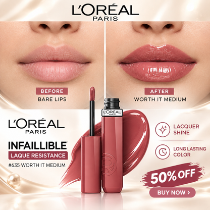 L'Oréal Paris Infallible Laque Resistance Lip Sets – Up to 16HR Wear & High Shine Color – Long Lasting Glossy Finish