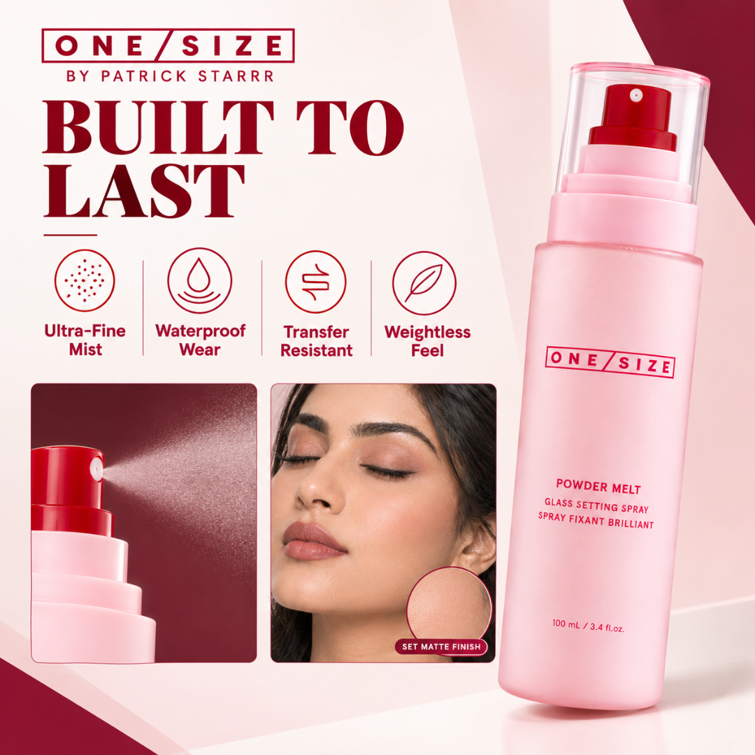 ONE/SIZE by Patrick Starrr Powder Melt Glass Setting Spray – 16H Waterproof Makeup Lock – Melts Powder to Glowy Dewy Finish