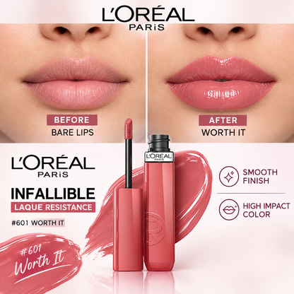 L'Oréal Paris Infallible Laque Resistance Lip Sets – Up to 16HR Wear & High Shine Color – Long Lasting Glossy Finish