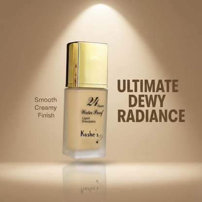 Kashe's 24 Hours Waterproof Liquid Foundation | Dewy Radiant Glow, Smooth Full Coverage, Lightweight Creamy Texture | 24H Waterproof Protection