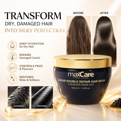 MaxCare Hair Mask – Argan Oil + Caviar Essence + Keratin | Deep Hydration, Frizz Control, Repair Damaged Hair, Restores Shine & Softness – For Dry & Damaged Hair