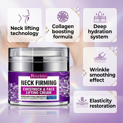 Rozino Neck Firming Lifting Cream | Collagen + Hyaluronic Acid + Vitamin C | Tightens Sagging Neck Skin, Reduces Wrinkles & Restores Elasticity