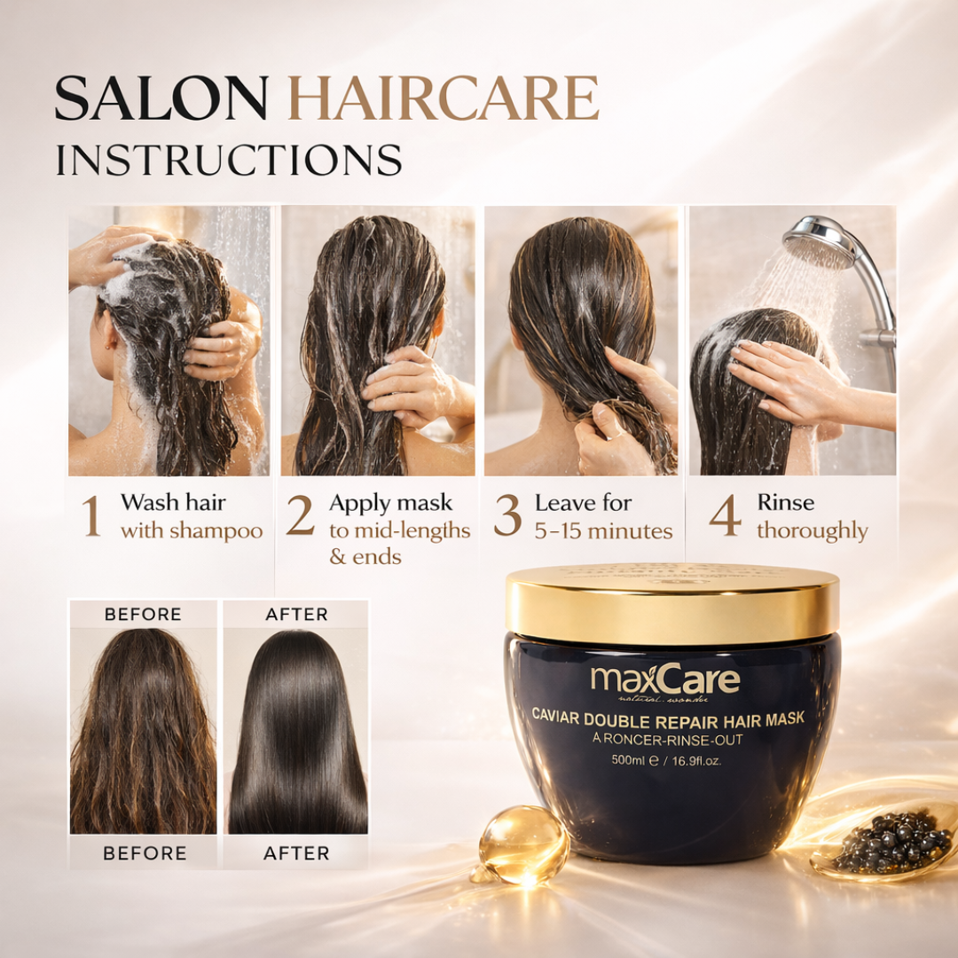 MaxCare Hair Mask – Argan Oil + Caviar Essence + Keratin | Deep Hydration, Frizz Control, Repair Damaged Hair, Restores Shine & Softness – For Dry & Damaged Hair
