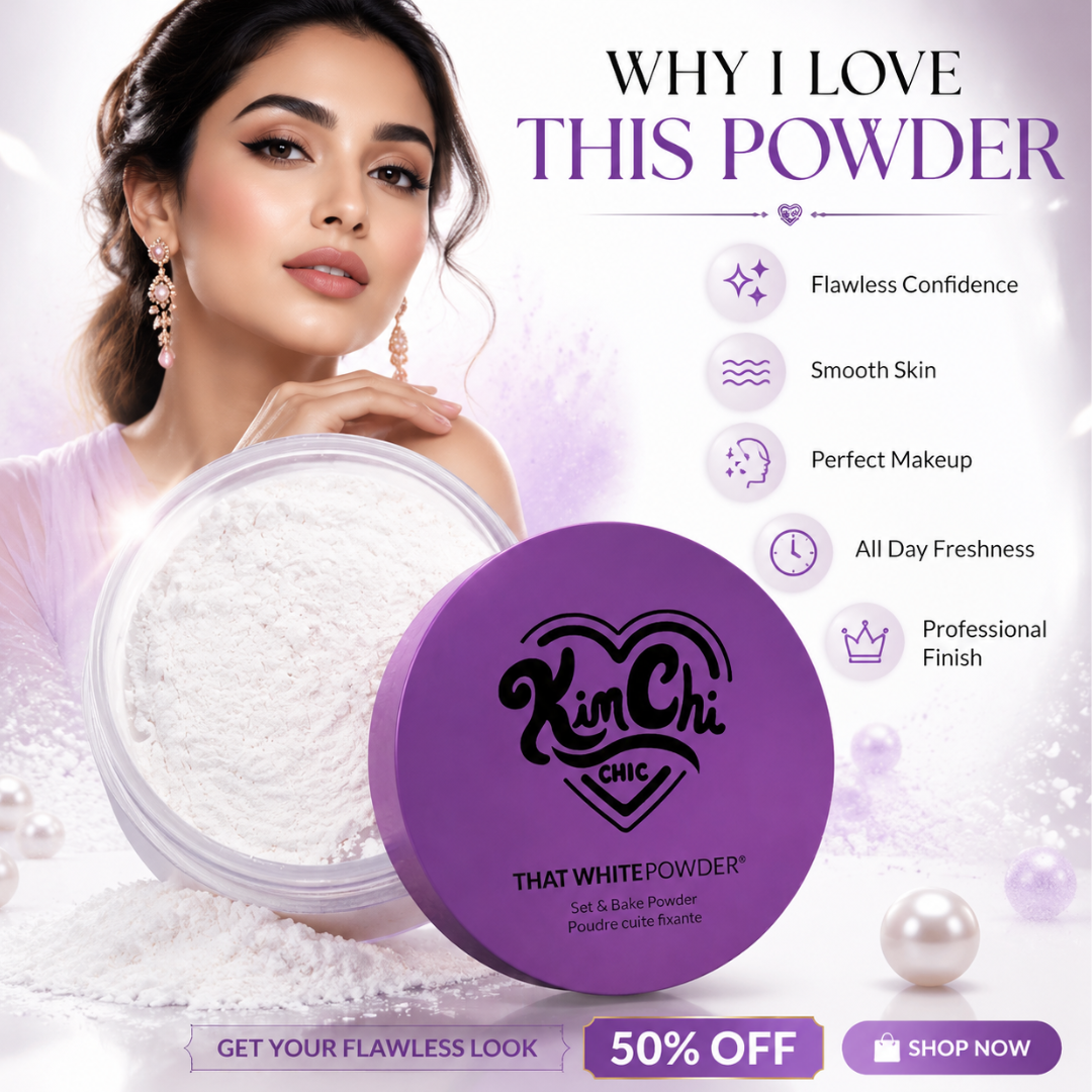 KimChi Chic Set & Bake Powder – Airbrushed Skin Effect – Set, Bake & Blur – Oil Control, Pore Blur, Matte Finish – 12H Oil Control– FREE Triangle Velvet Powder Puff