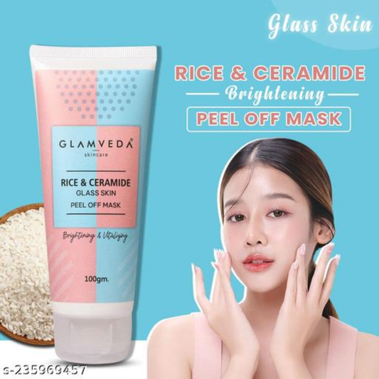 Glamveda Rice & Ceramide Glass Skin Peel-Off Mask – Brightening & Barrier Repair Mask