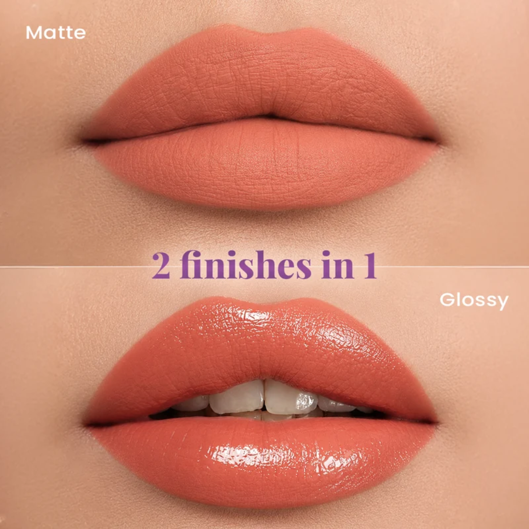 STAZE 9to9 Gloss Lock 2-in-1 Liquid Lipstick – Matte Color & Clear Gloss Duo – Long-Lasting & Transfer-Proof