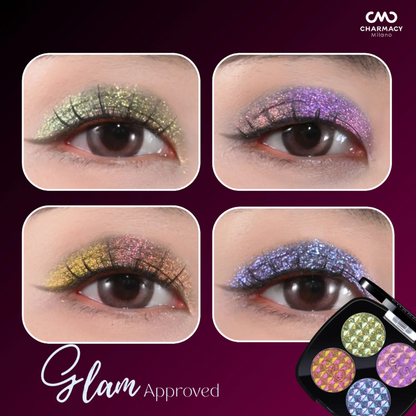 CHARMACY Milano Insane Quad Palette | 4-in-1 Multichrome Eyeshadow | Intense Shift, Soft Blend, Wedding & Festive Approved