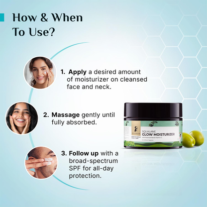 Pilgrim Squalane Glow Moisturizer with Niacinamide & Vitamin C for Brightening & 72HR Hydration