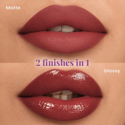 STAZE 9to9 Gloss Lock 2-in-1 Liquid Lipstick – Matte Color & Clear Gloss Duo – Long-Lasting & Transfer-Proof