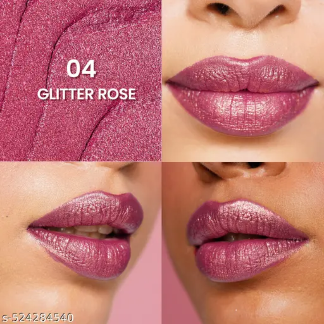 Swiss Beauty Glitter Lipstick Pack of 3 | Nourishing Vitamin C Formula, Long-Lasting Shimmer & Glittery Finish
