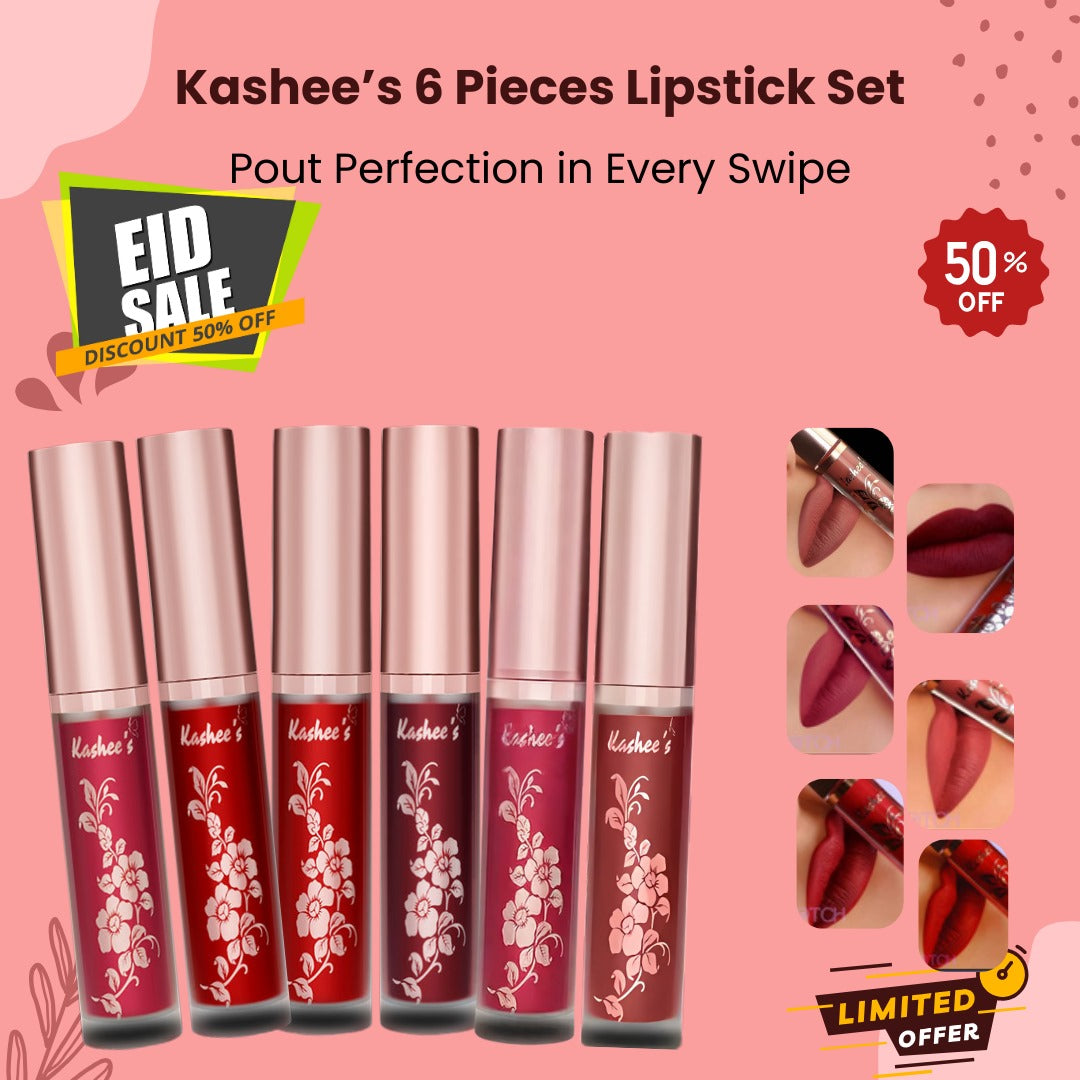 Kashee 6 pcs lipstick Set