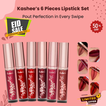 Kashee 6 pcs lipstick Set