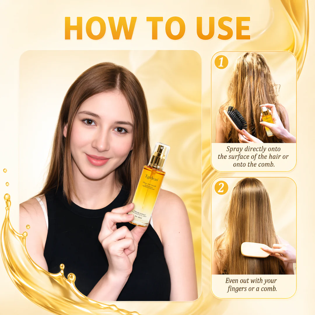 Tgideas Smooth & Hair Straightening Conditioning Oil Spray – Anti-Frizz, Deep Hydration, Heat Protection – With Avocado & Jojoba Oil – 72-Hour Fragrance – Sulfate & Paraben Free